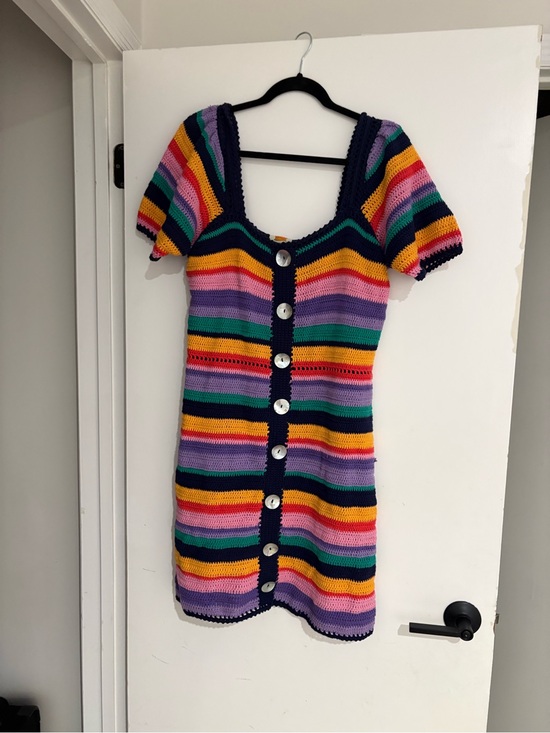FARM Rio Dresses & Skirts - FARM Rio Multi-Color Striped Crochet Mini Dress